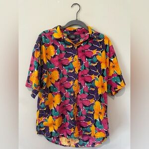 Woolrich Floral Button Down Shirt Womens M Vintage Y2K Colorful Cottagecore